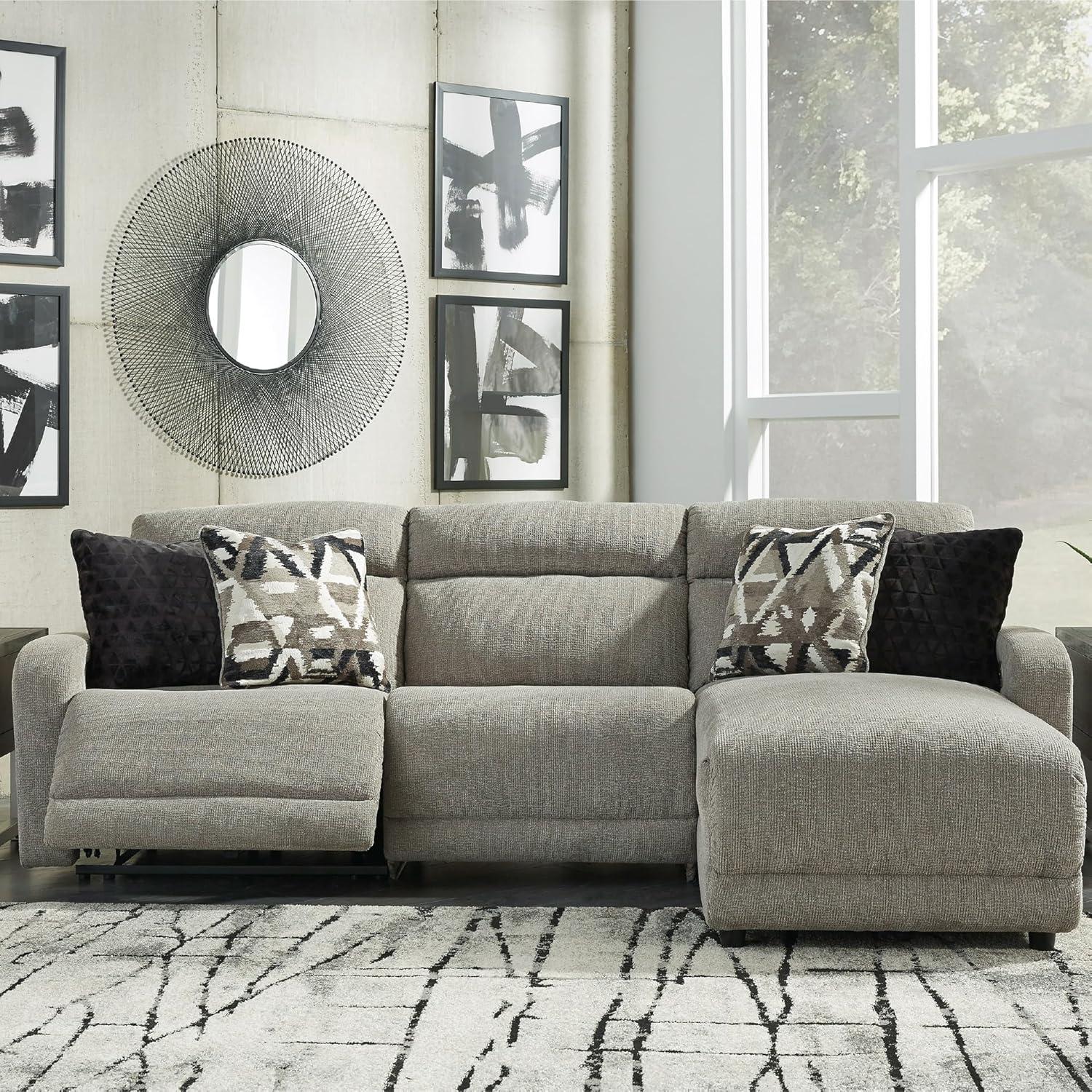 imageSignature Design by Ashley Modern Colleyville UShape LeftArm Facing 5Piece Power Reclining Sectional with USB Charging Ports and Armrest Light GrayRight Arm Facing