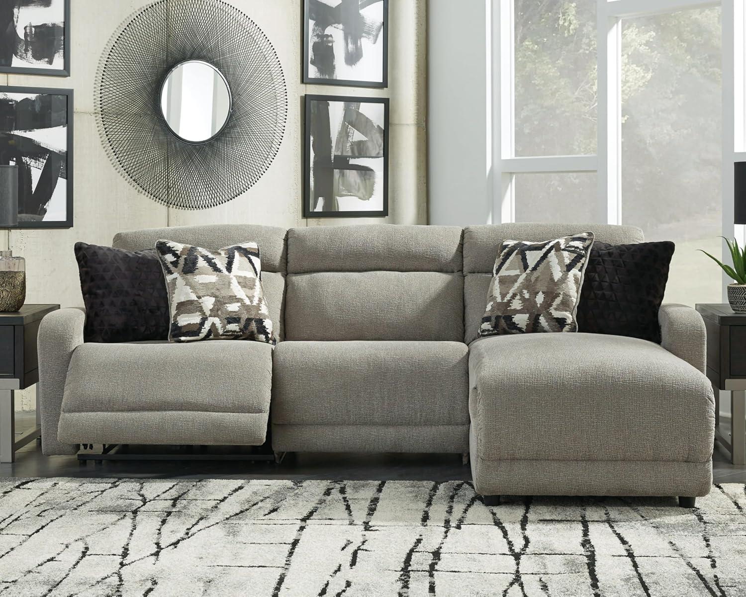 imageSignature Design by Ashley Modern Colleyville UShape LeftArm Facing 5Piece Power Reclining Sectional with USB Charging Ports and Armrest Light GrayRight Arm Facing