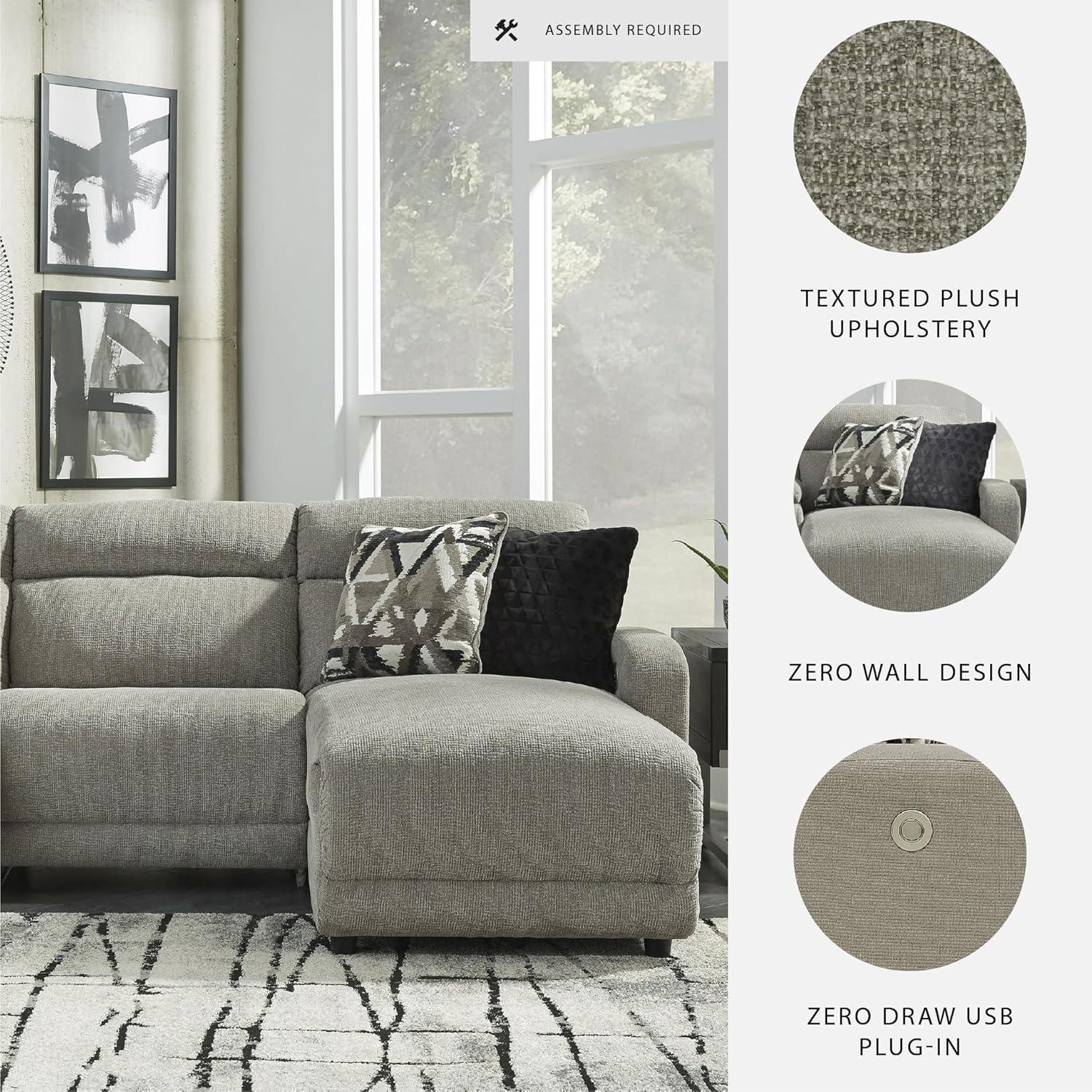 imageSignature Design by Ashley Modern Colleyville UShape LeftArm Facing 5Piece Power Reclining Sectional with USB Charging Ports and Armrest Light GrayRight Arm Facing