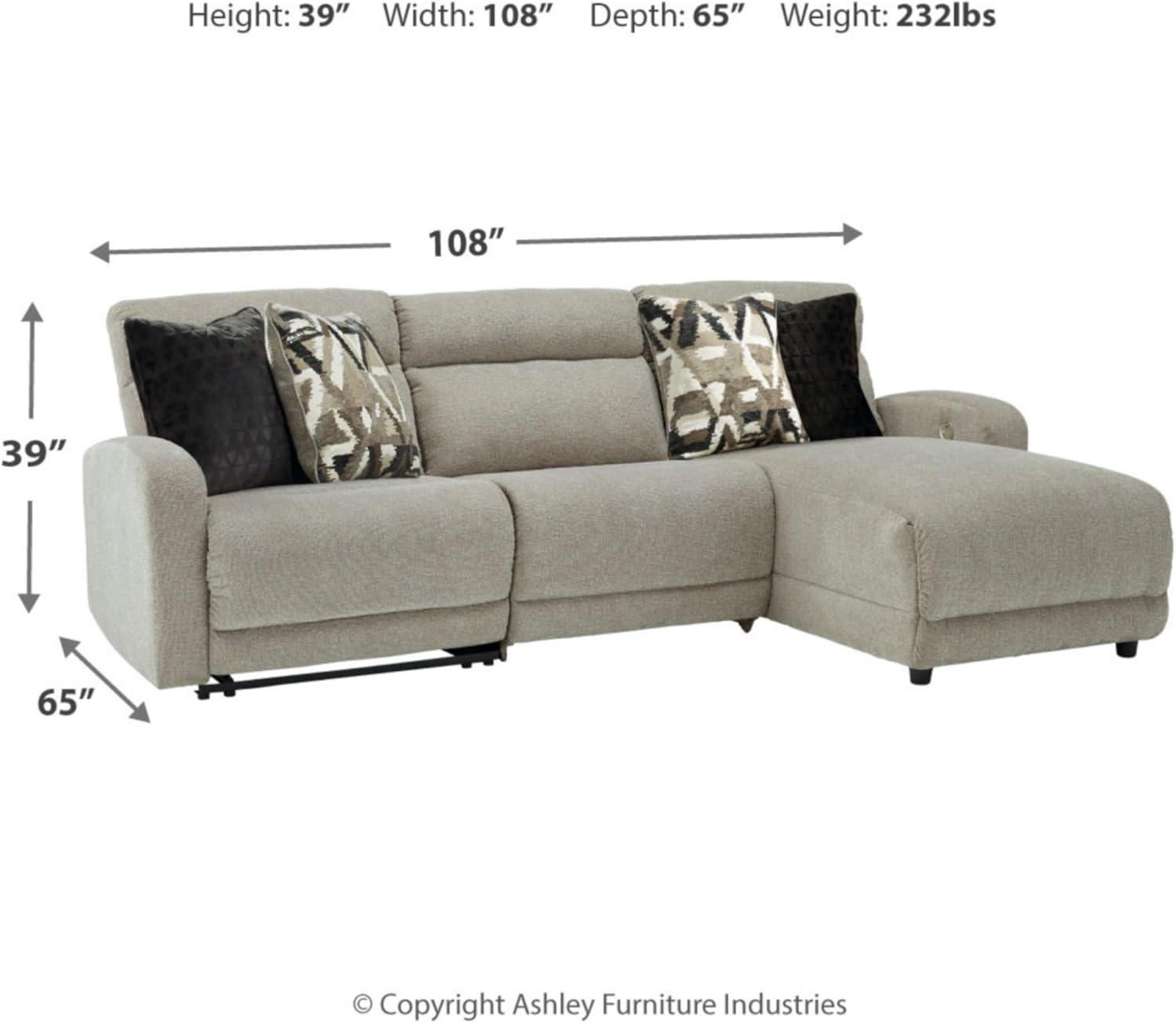 imageSignature Design by Ashley Modern Colleyville UShape LeftArm Facing 5Piece Power Reclining Sectional with USB Charging Ports and Armrest Light GrayRight Arm Facing
