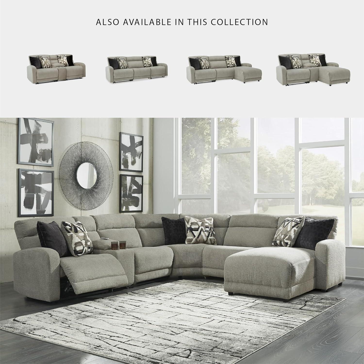 imageSignature Design by Ashley Modern Colleyville UShape LeftArm Facing 5Piece Power Reclining Sectional with USB Charging Ports and Armrest Light GrayRight Arm Facing