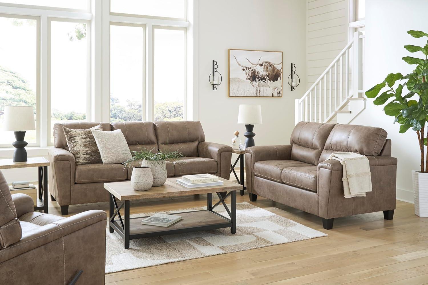 imageSignature Design by Ashley Navi Modern Loveseat with Removable Cushions Dark Brown