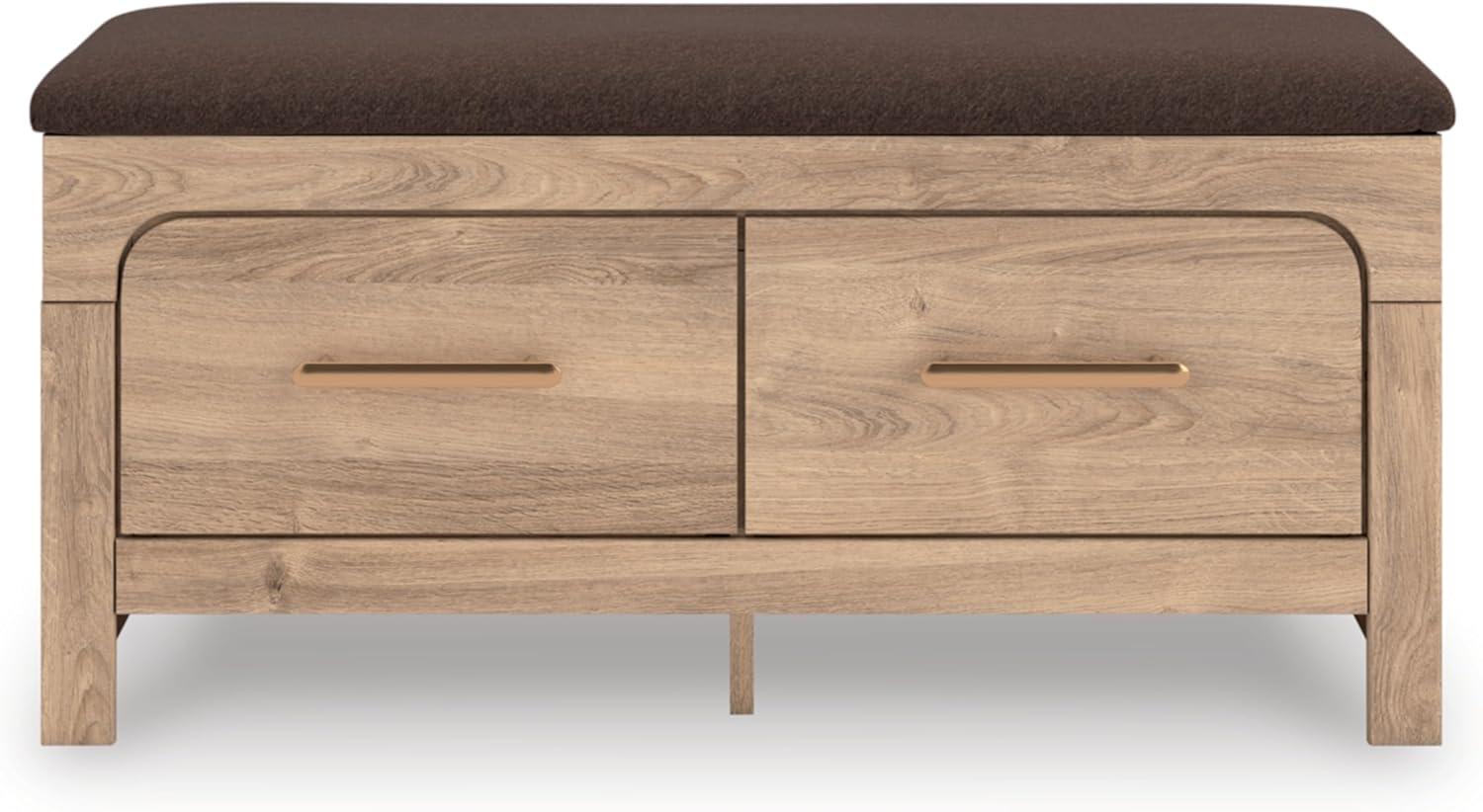 imageSignature Design by Ashley Prandefort Modern 2Drawer Bedroom Storage Bench Light Brown ampamp Dark BrownBedroom Storage Bench