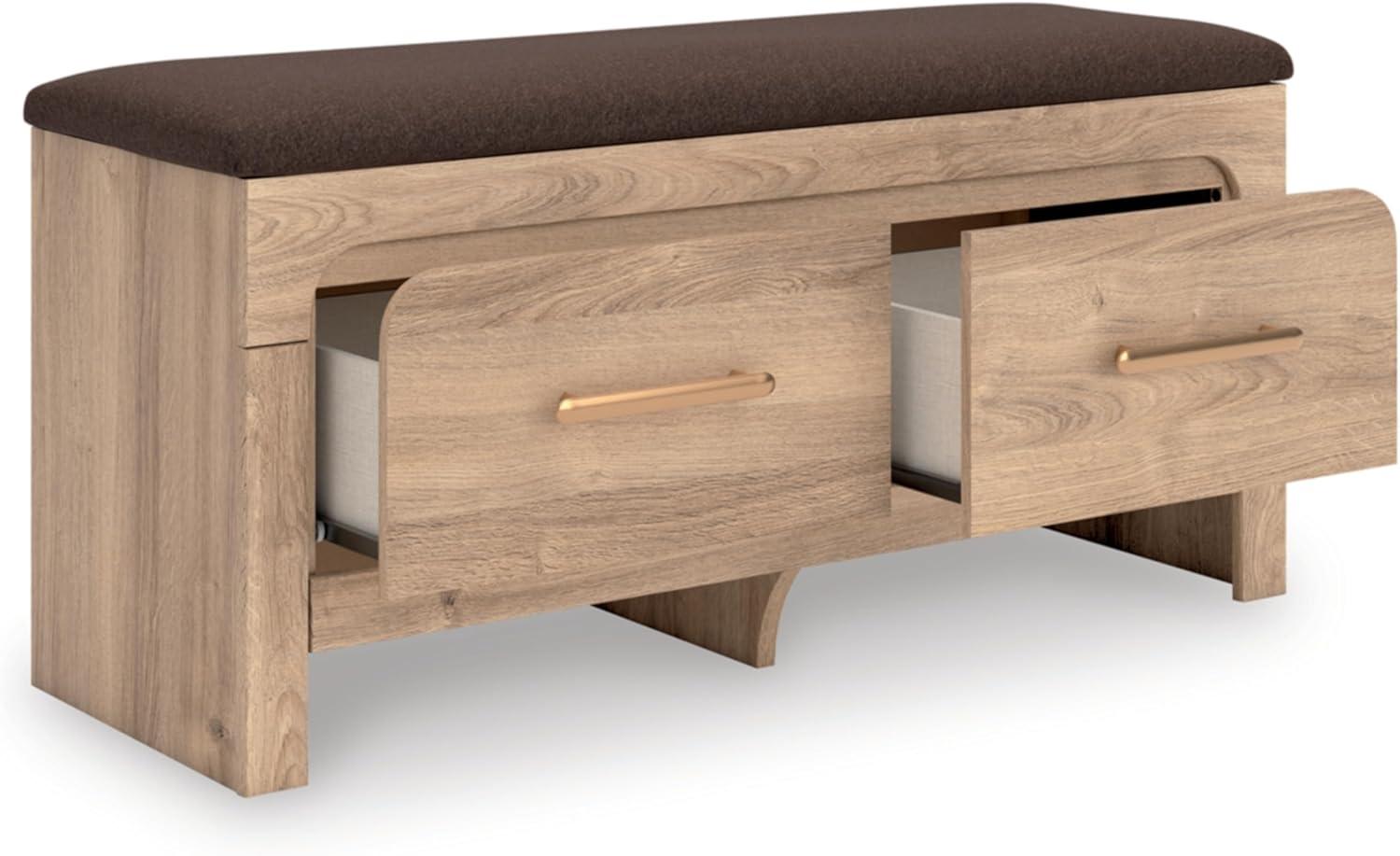 imageSignature Design by Ashley Prandefort Modern 2Drawer Bedroom Storage Bench Light Brown ampamp Dark BrownBedroom Storage Bench