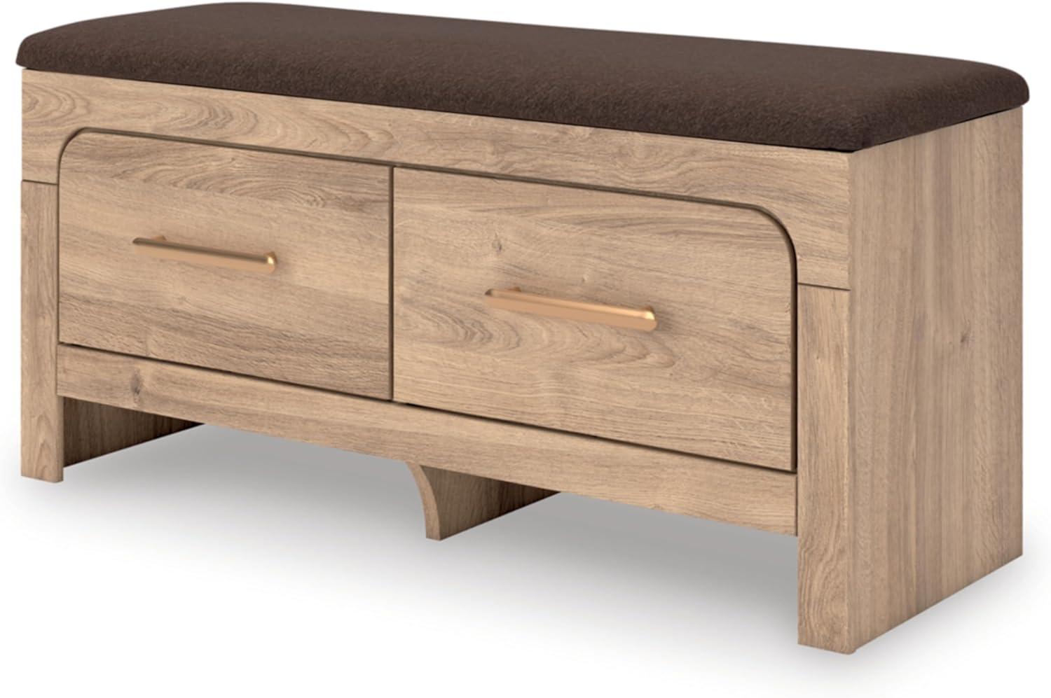 imageSignature Design by Ashley Prandefort Modern 2Drawer Bedroom Storage Bench Light Brown ampamp Dark BrownBedroom Storage Bench