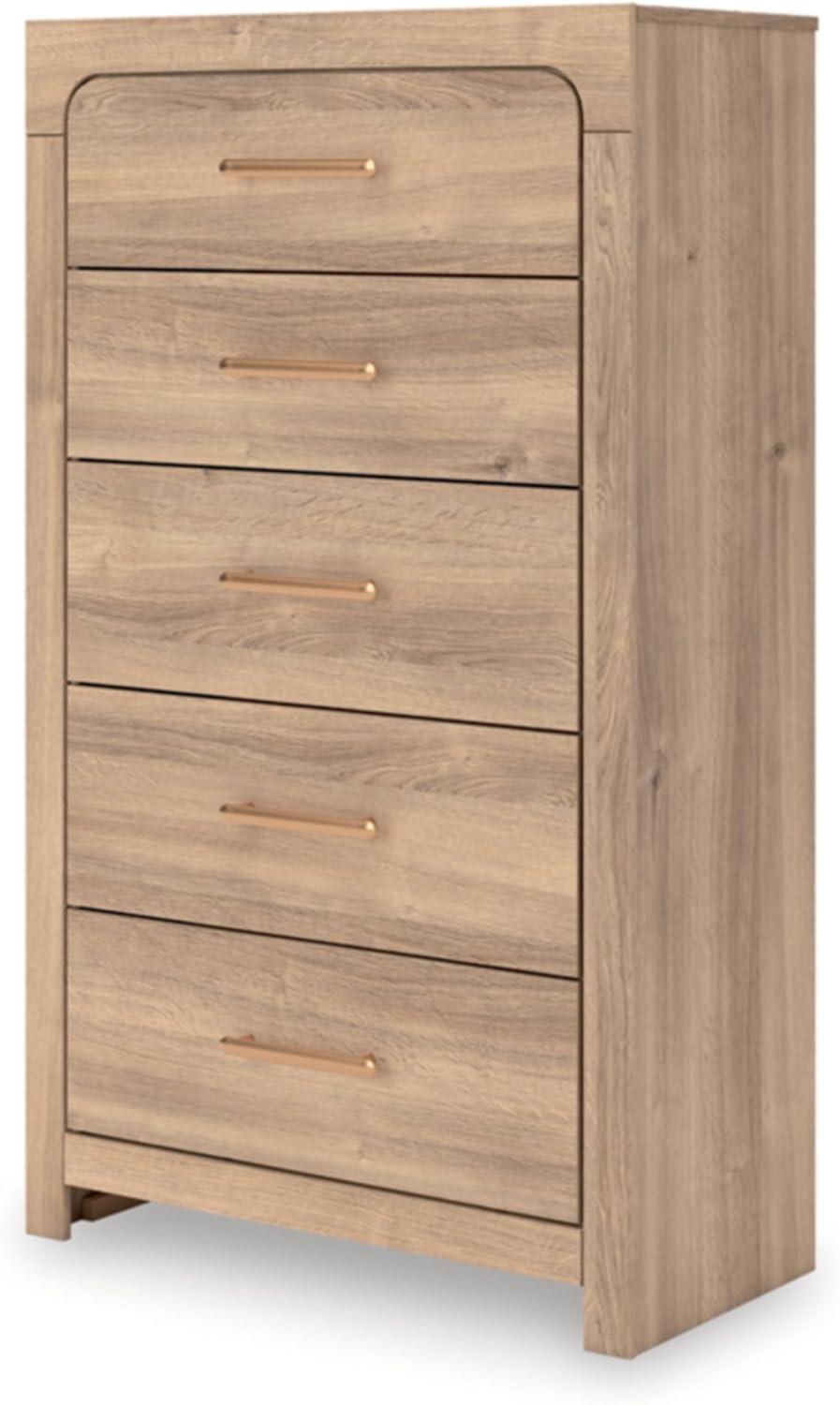 imageSignature Design by Ashley Prandefort Modern 2Drawer Bedroom Storage Bench Light Brown ampamp Dark BrownChest of Drawers