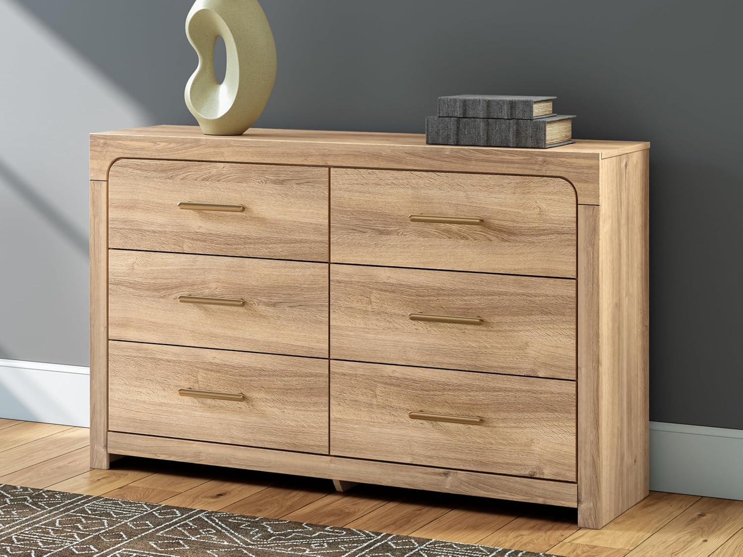 imageSignature Design by Ashley Prandefort Modern 2Drawer Bedroom Storage Bench Light Brown ampamp Dark BrownDresser