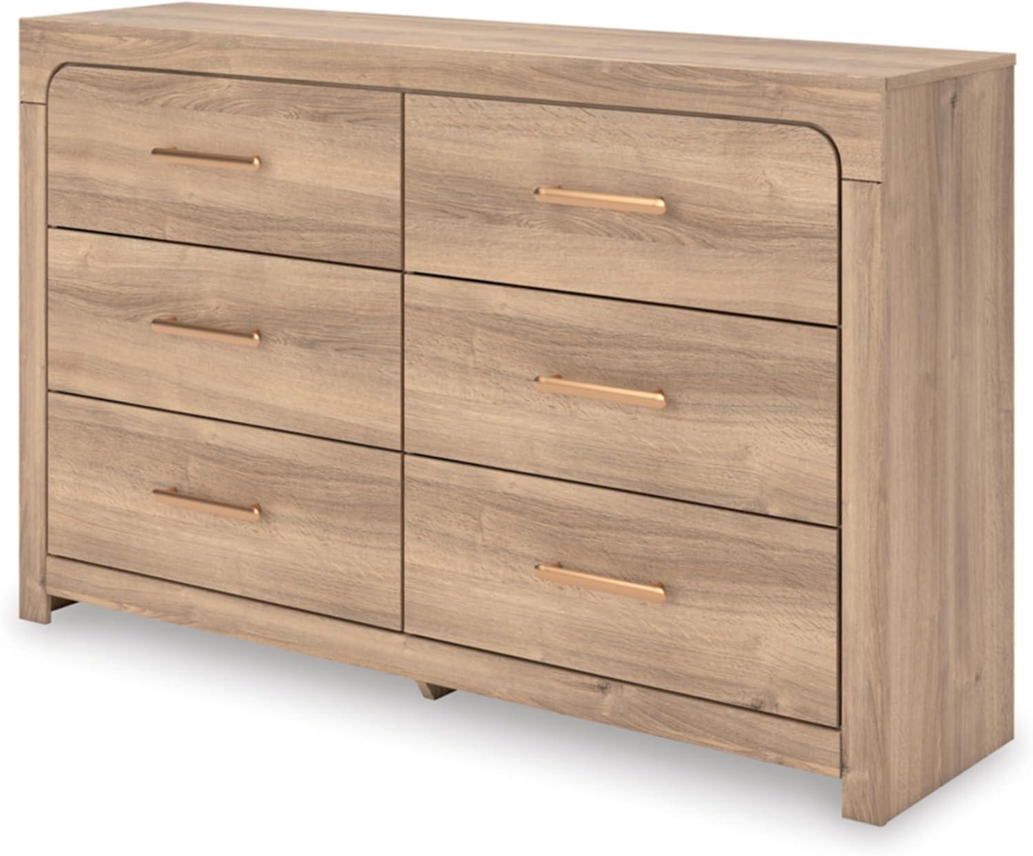 imageSignature Design by Ashley Prandefort Modern 2Drawer Bedroom Storage Bench Light Brown ampamp Dark BrownDresser