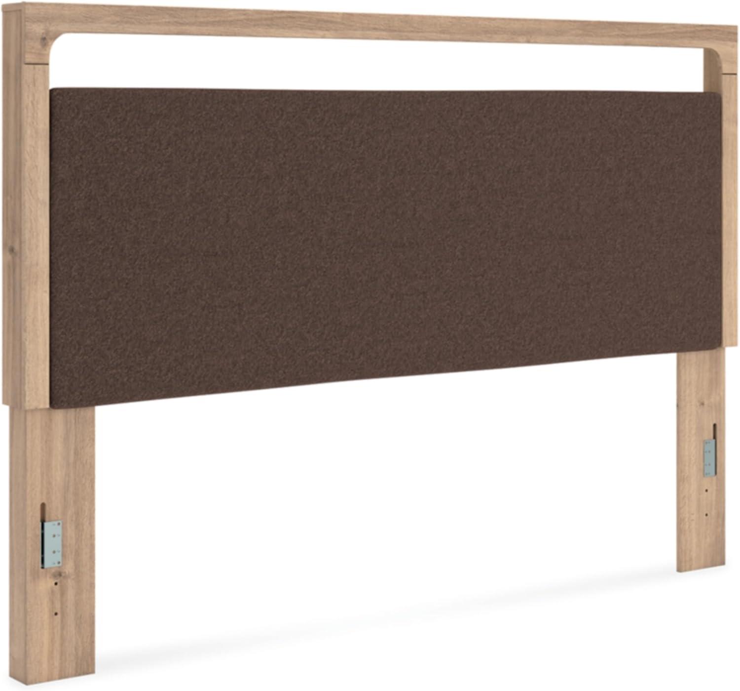 imageSignature Design by Ashley Prandefort Modern 2Drawer Bedroom Storage Bench Light Brown ampamp Dark BrownKing Upholstered Panel Headboard