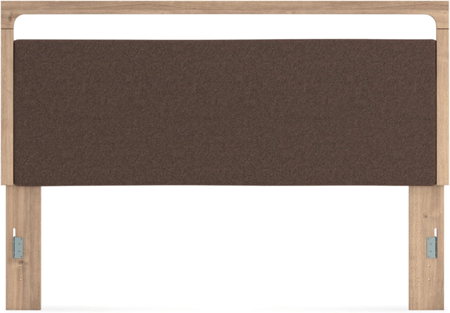 imageSignature Design by Ashley Prandefort Modern 2Drawer Bedroom Storage Bench Light Brown ampamp Dark BrownKing Upholstered Panel Headboard