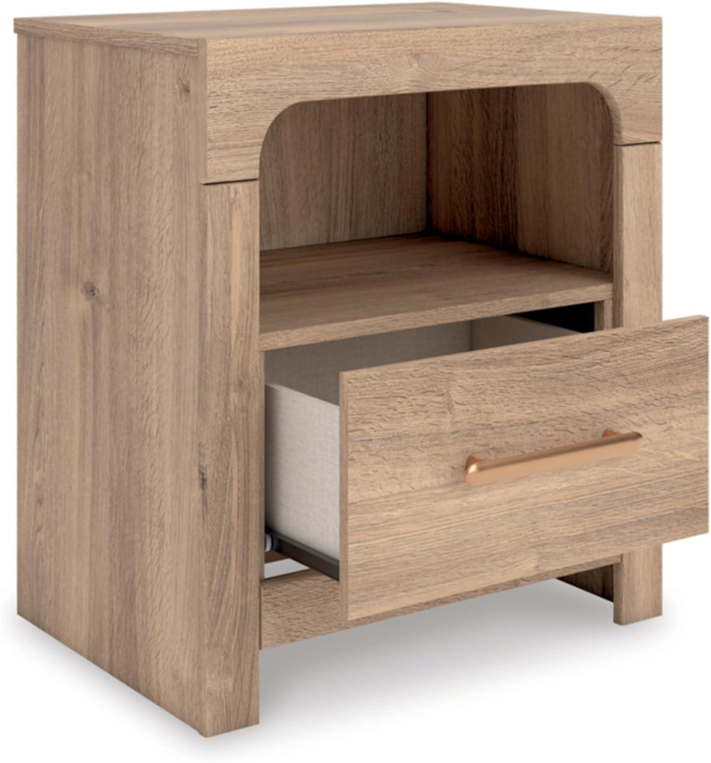 imageSignature Design by Ashley Prandefort Modern 2Drawer Bedroom Storage Bench Light Brown ampamp Dark BrownNightstand