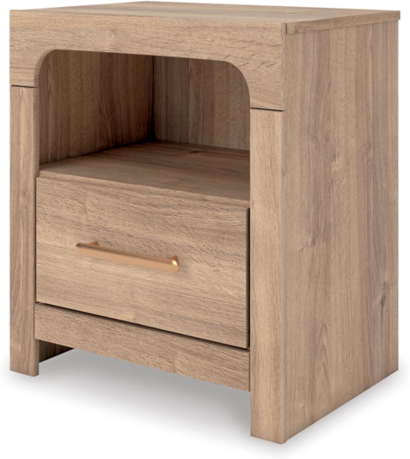 imageSignature Design by Ashley Prandefort Modern 2Drawer Bedroom Storage Bench Light Brown ampamp Dark BrownNightstand