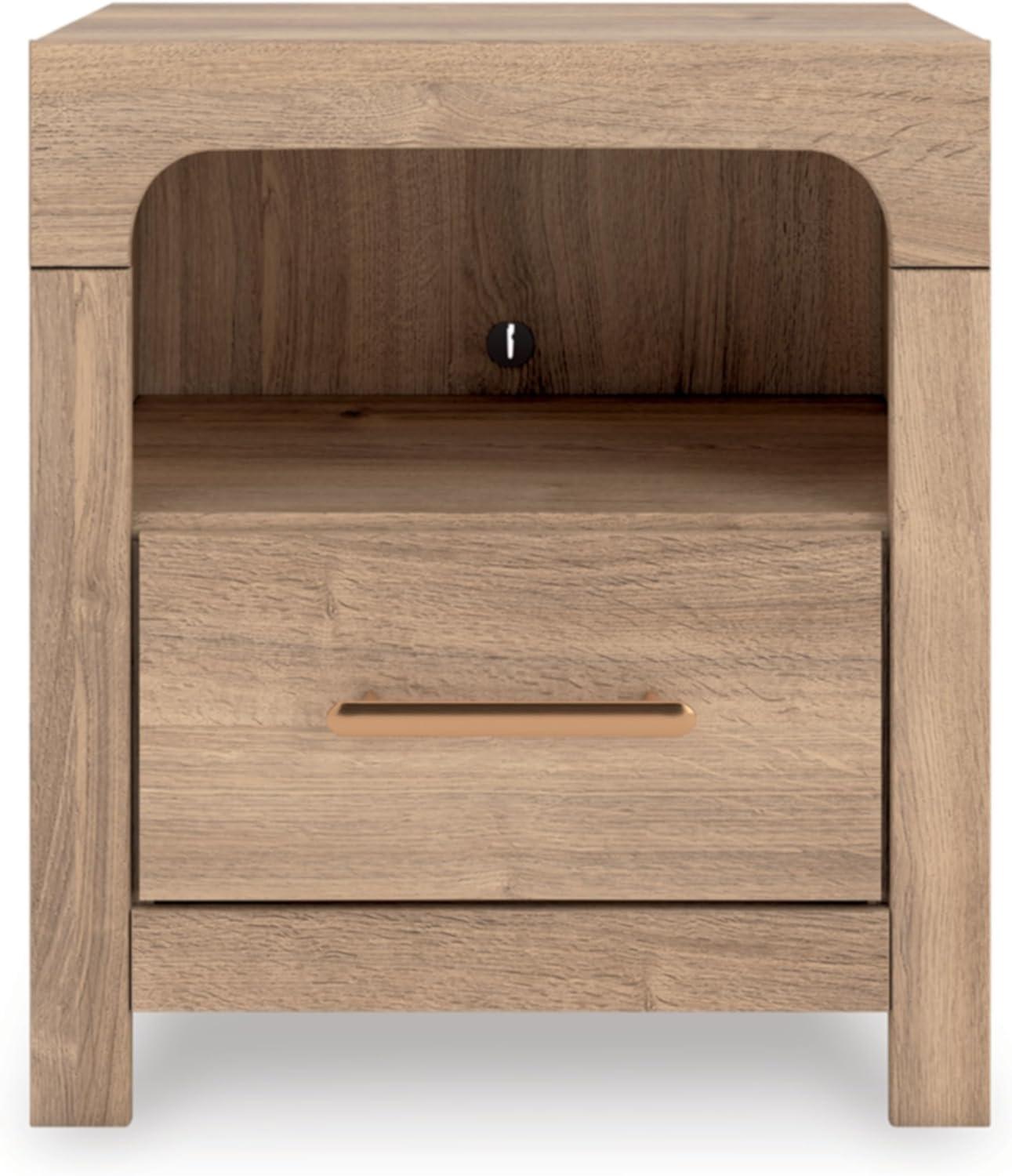 imageSignature Design by Ashley Prandefort Modern 2Drawer Bedroom Storage Bench Light Brown ampamp Dark BrownNightstand