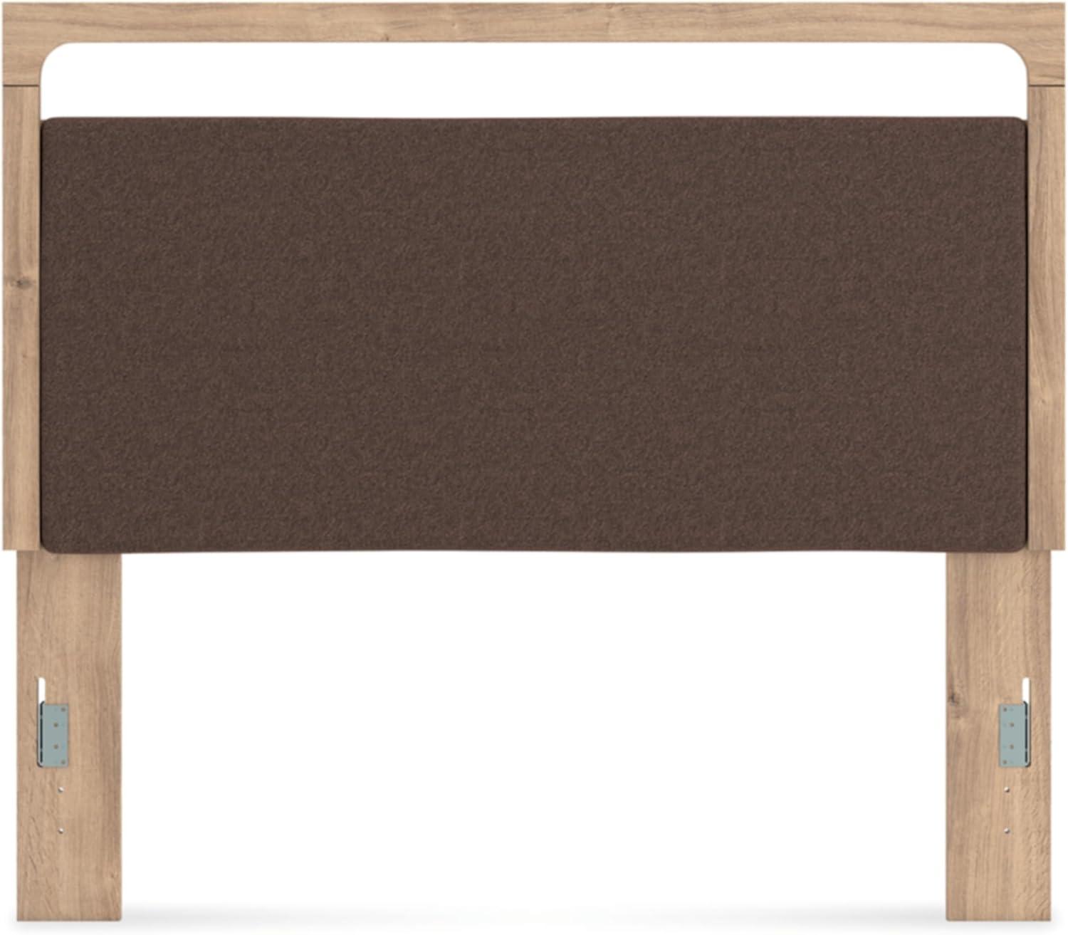 imageSignature Design by Ashley Prandefort Modern 2Drawer Bedroom Storage Bench Light Brown ampamp Dark BrownQueen Upholstered Panel Headboard