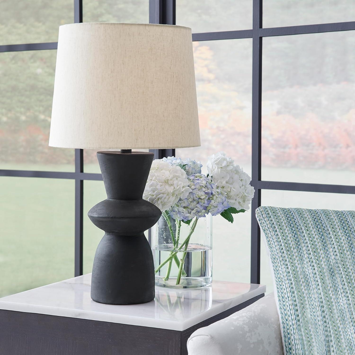 imageSignature Design by Ashley Scarbot Modern Distressed Paper Composite Table Lamp with 3Way Switch Set of 2 Black