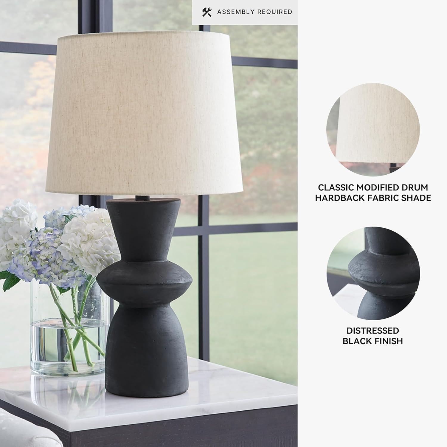 imageSignature Design by Ashley Scarbot Modern Distressed Paper Composite Table Lamp with 3Way Switch Set of 2 Black