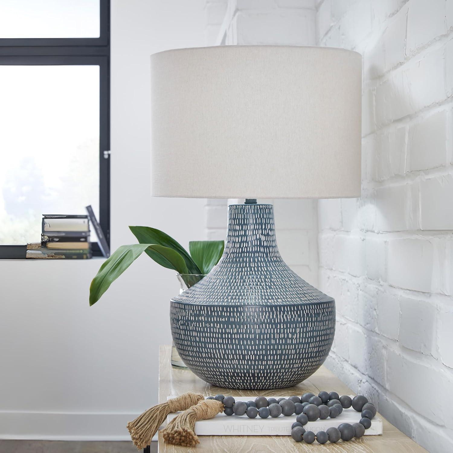 imageSignature Design by Ashley Schylarmont Contemporary Aluminum Table Lamp with 3Way Switch Gray ampamp White