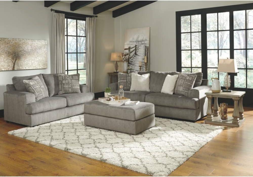 imageSignature Design by Ashley Soletren Contemporary Chenille Loveseat with 2 Accent Pillows OffWhiteGrey