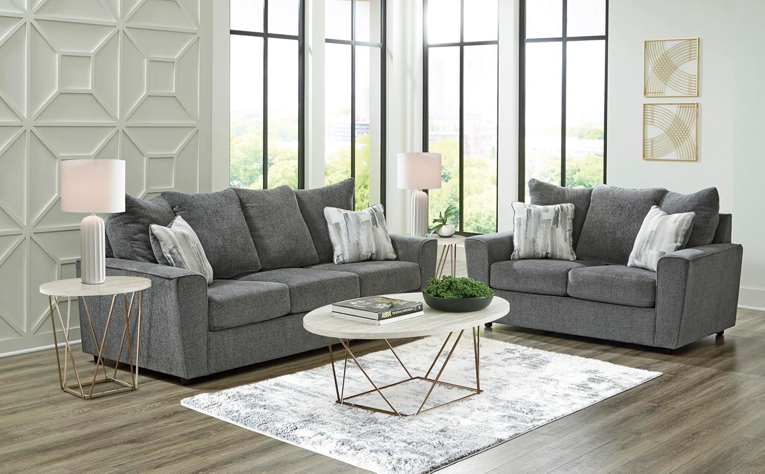 imageSignature Design by Ashley Stairatt Casual Loveseat with Flared Arms GrayGrey