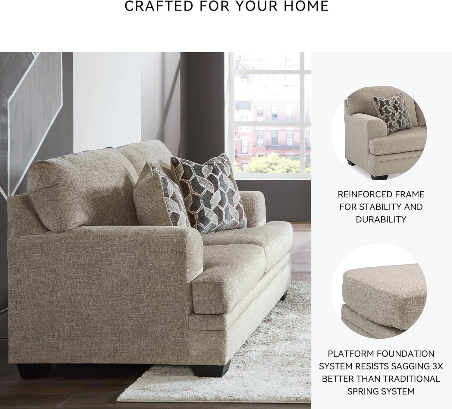 imageSignature Design by Ashley Stonemeade Casual Loveseat with 2 Toss Pillows Light BrownLight Brown