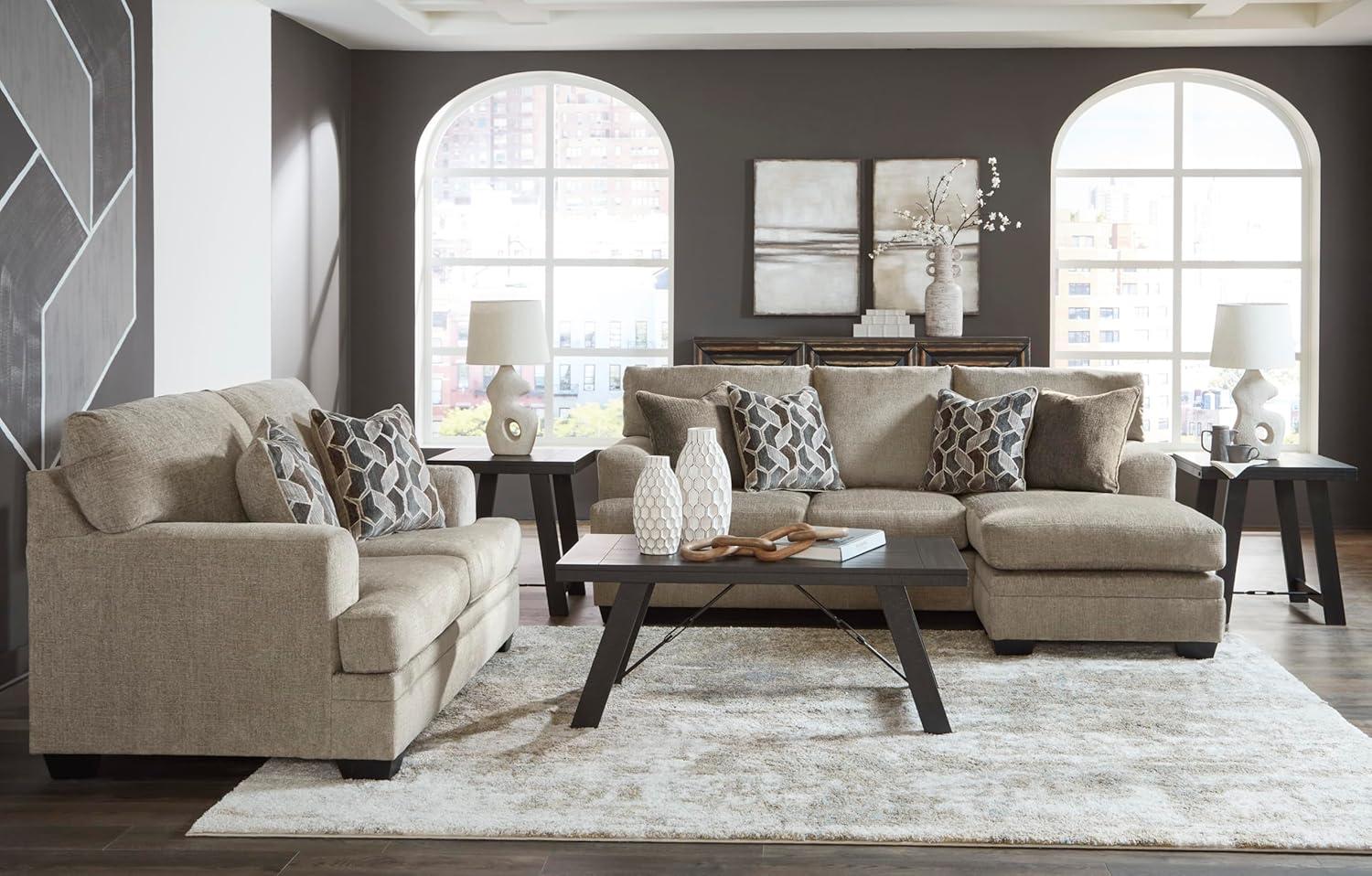 imageSignature Design by Ashley Stonemeade Casual Loveseat with 2 Toss Pillows Light BrownLight Brown