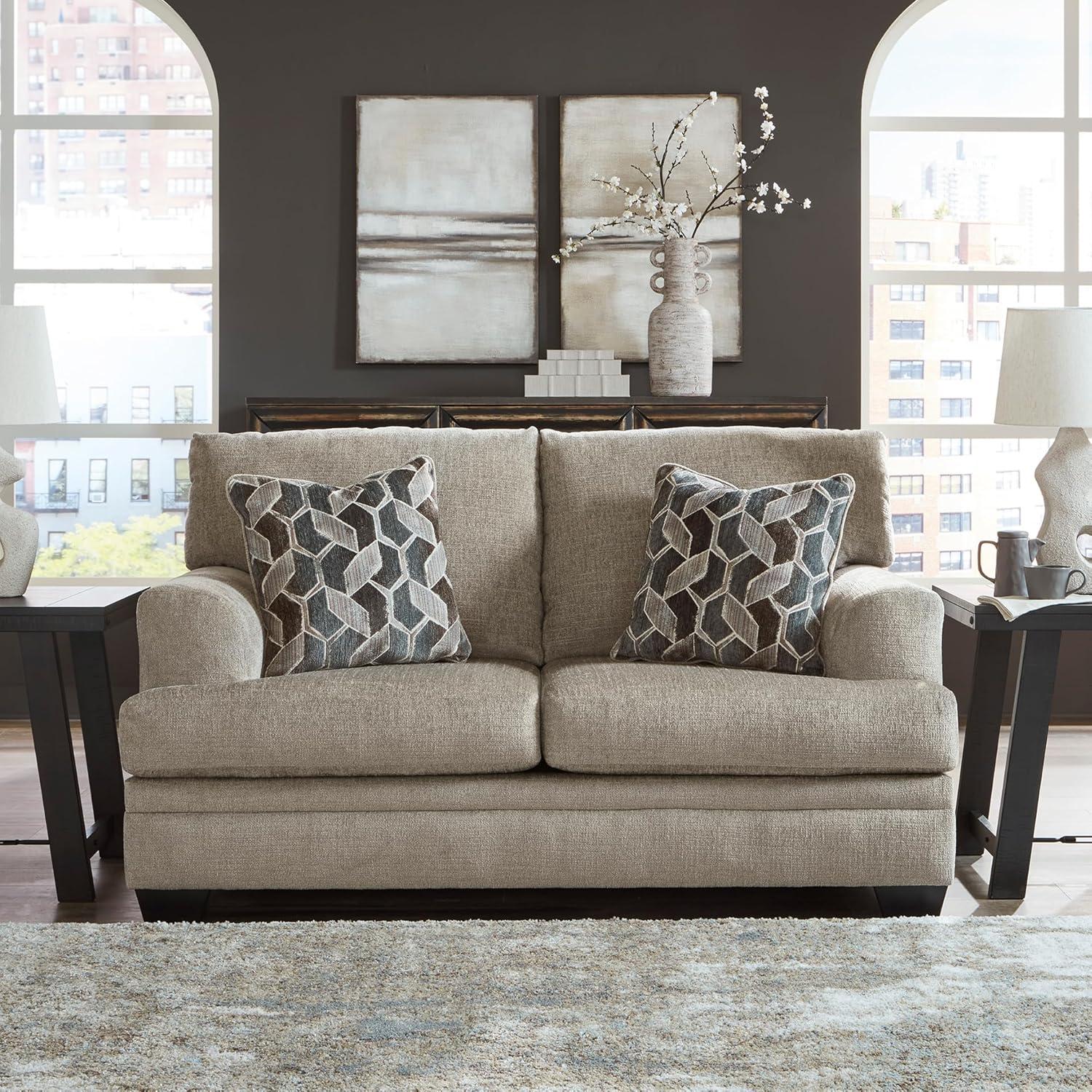 imageSignature Design by Ashley Stonemeade Casual Loveseat with 2 Toss Pillows Light BrownLight Brown