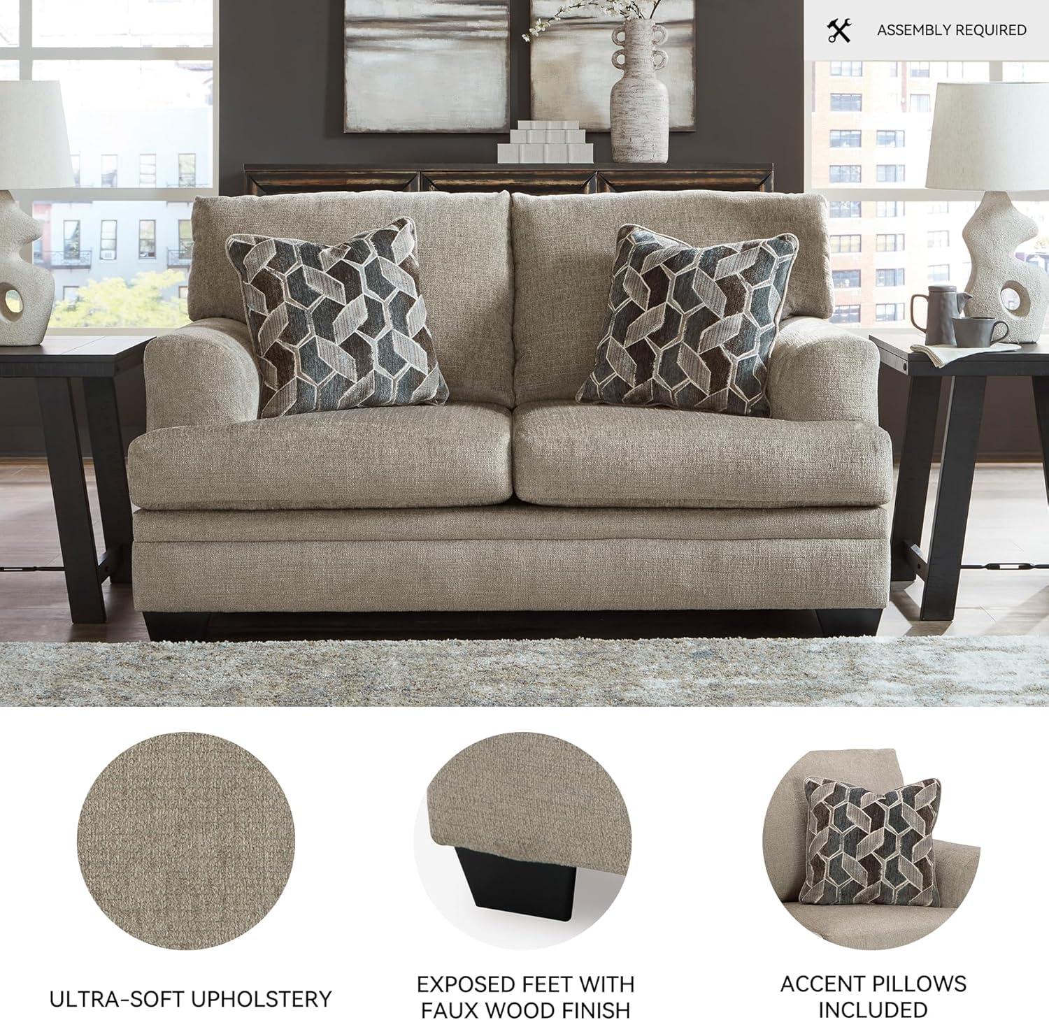 imageSignature Design by Ashley Stonemeade Casual Loveseat with 2 Toss Pillows Light BrownLight Brown
