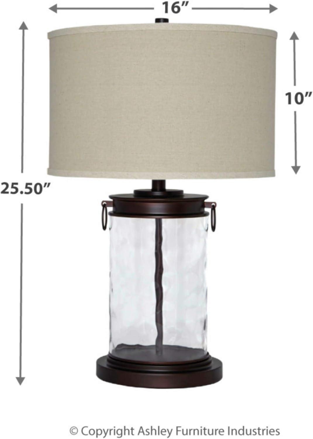 imageSignature Design by Ashley Tailynn Modern 2525quot Glass Table Lamp with Hardback Shade ClearTaupe With Clear