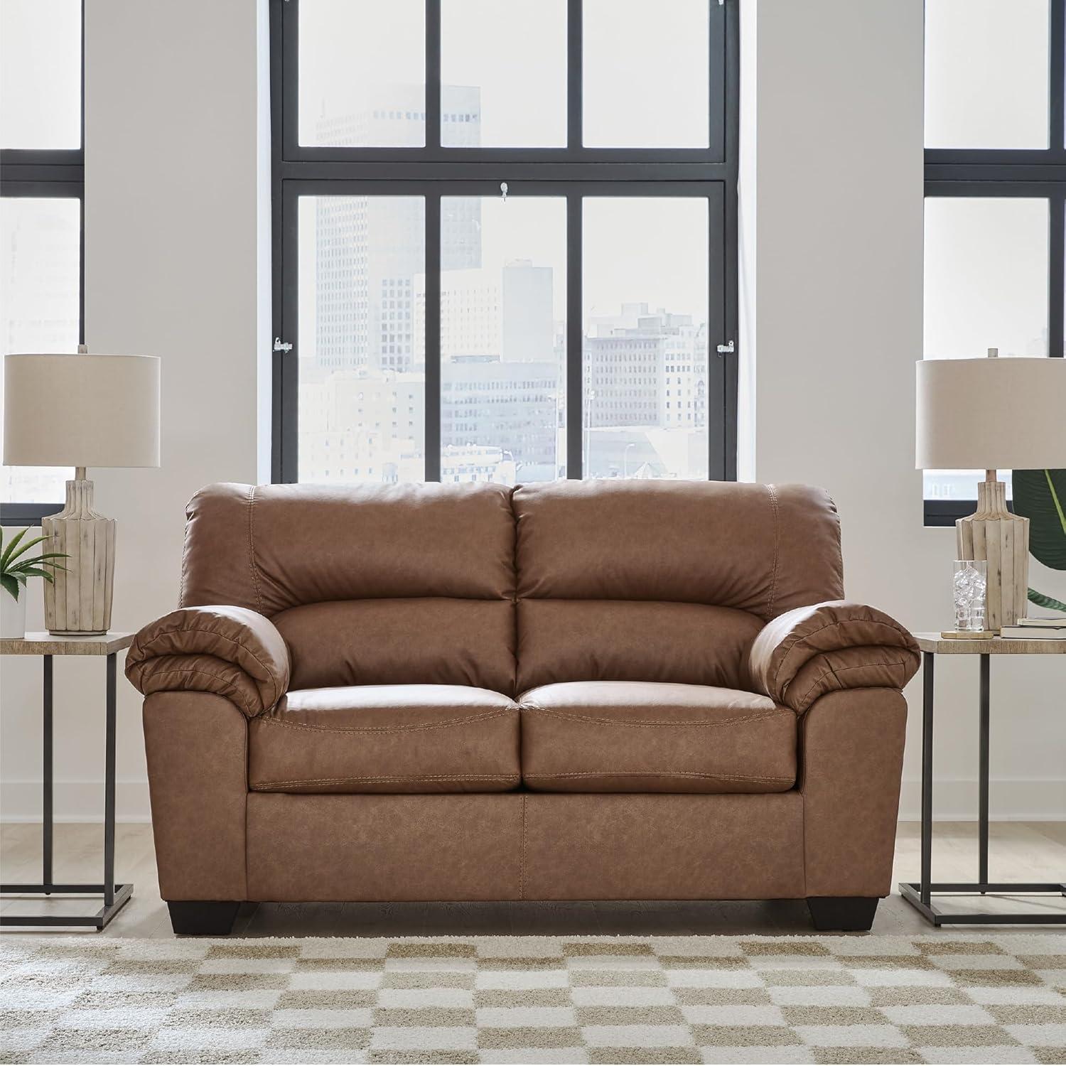imageSignature Design by Ashley Walker Point Contemporary Loveseat with Removable Cushion Light Brown