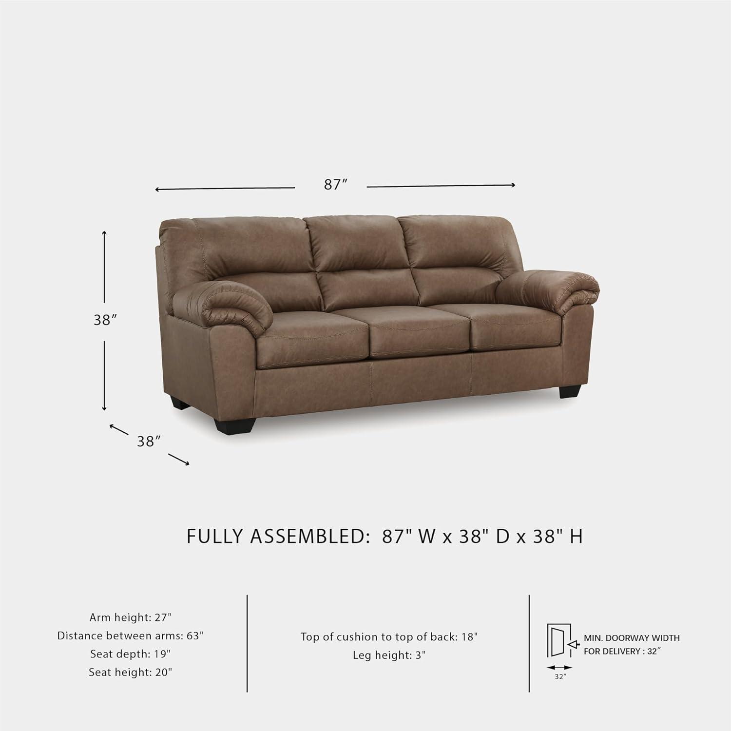 imageSignature Design by Ashley Walker Point Contemporary Sofa with Removable Cushion Light Brown