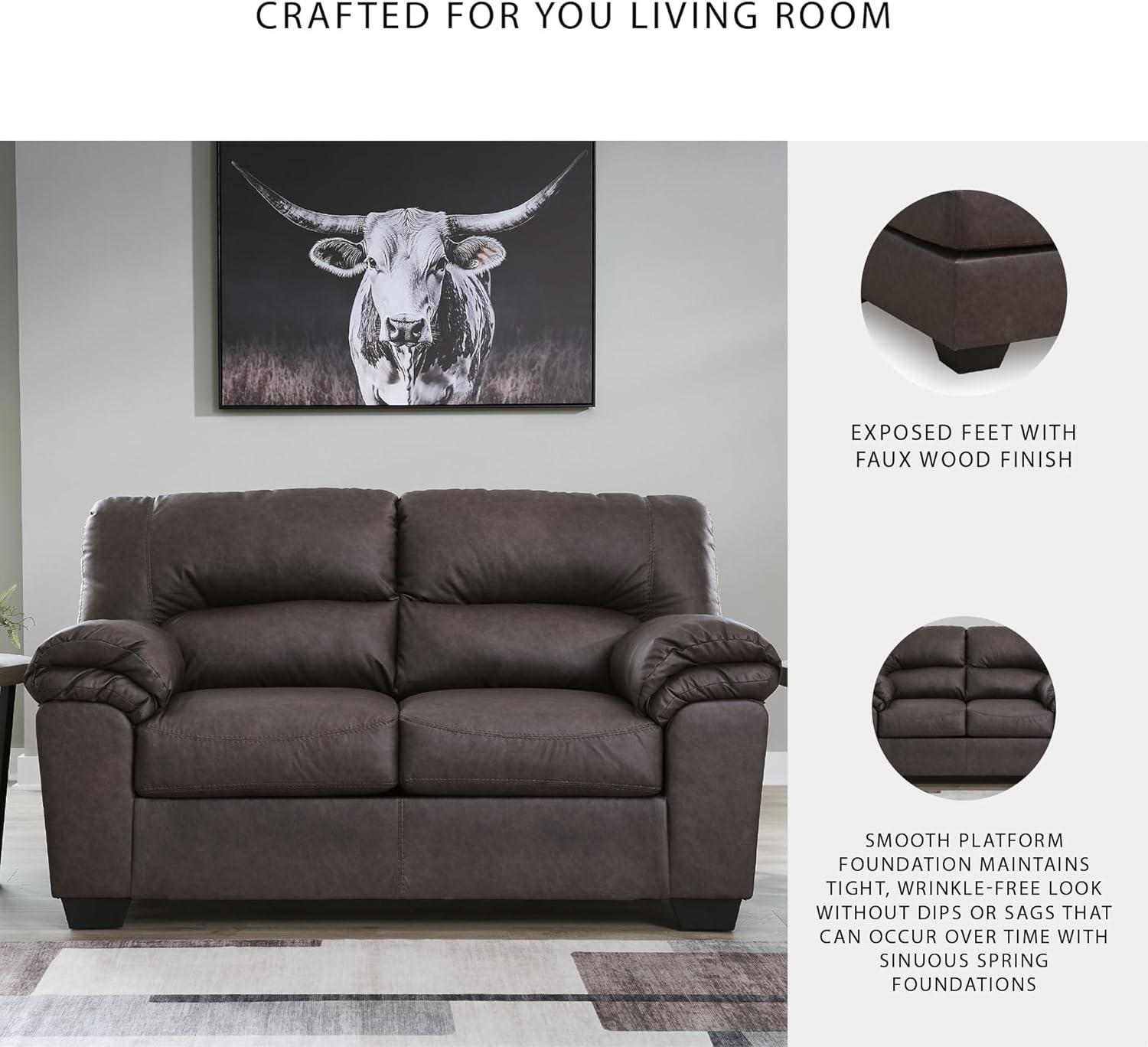 imageSignature Design by Ashley WalkerPoint Contemporary Loveseat with Removable Cushion Dark Brown