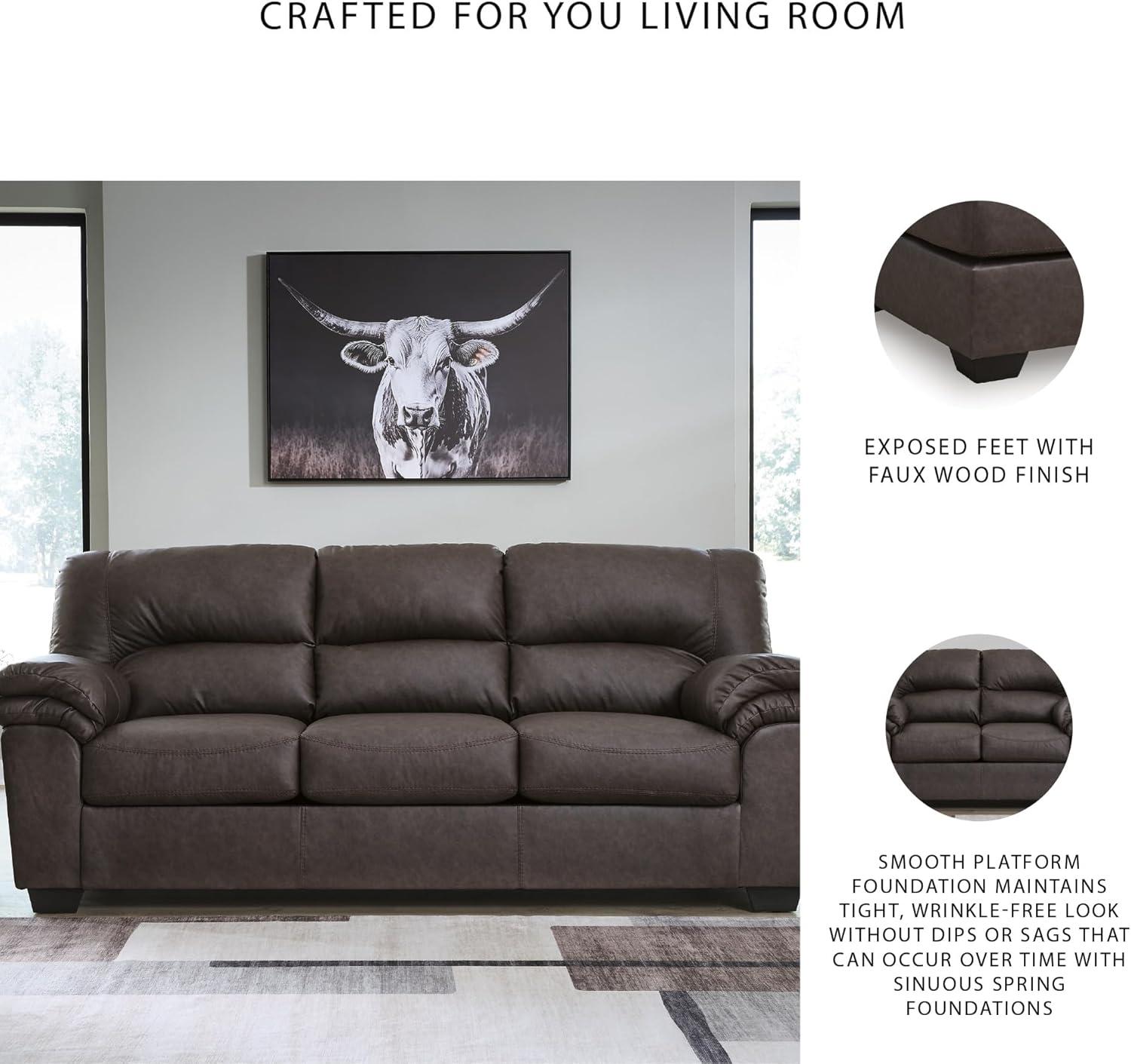 imageSignature Design by Ashley WalkerPoint Contemporary Sofa with Removable Cushion Dark Brown