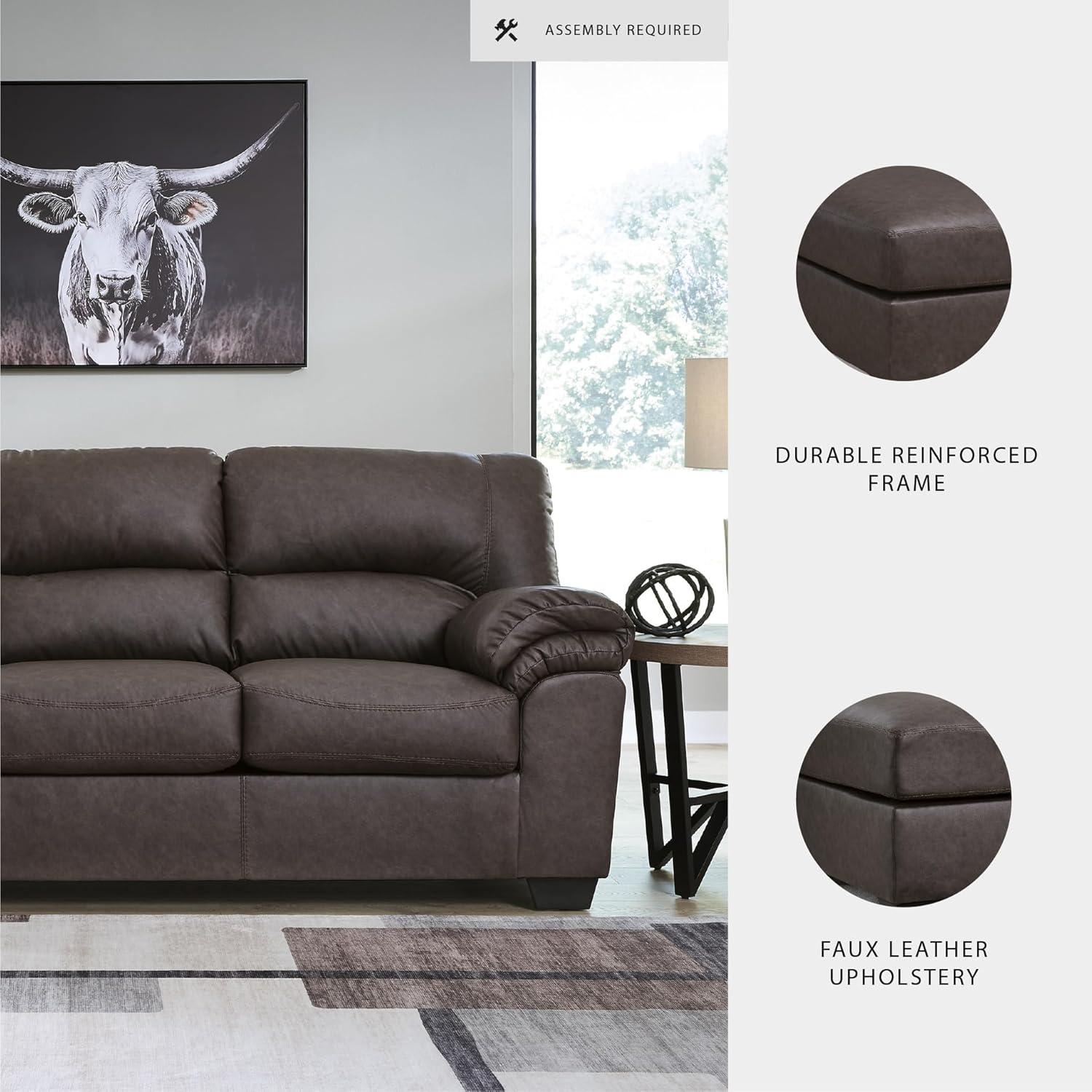 imageSignature Design by Ashley WalkerPoint Contemporary Sofa with Removable Cushion Dark Brown