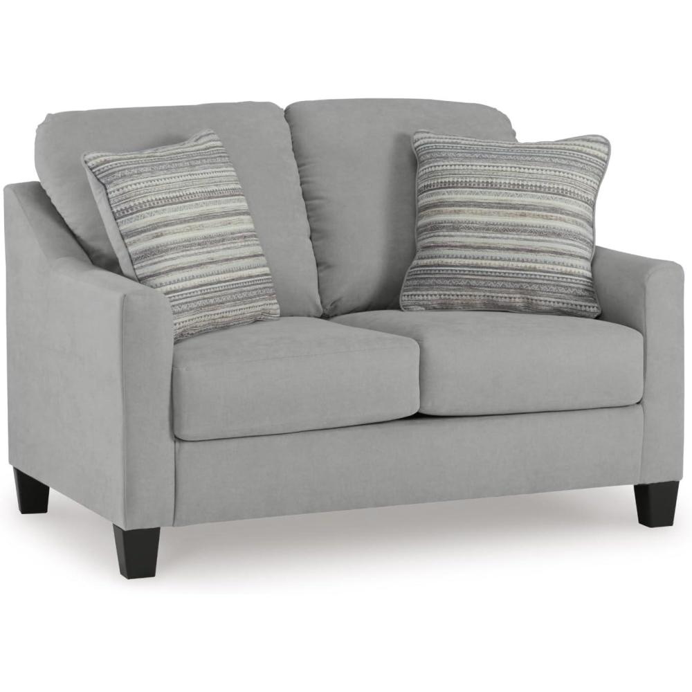 imageSignature Design by Ashley Adlai Casual Loveseat with 2 Toss Pillows Light Gray