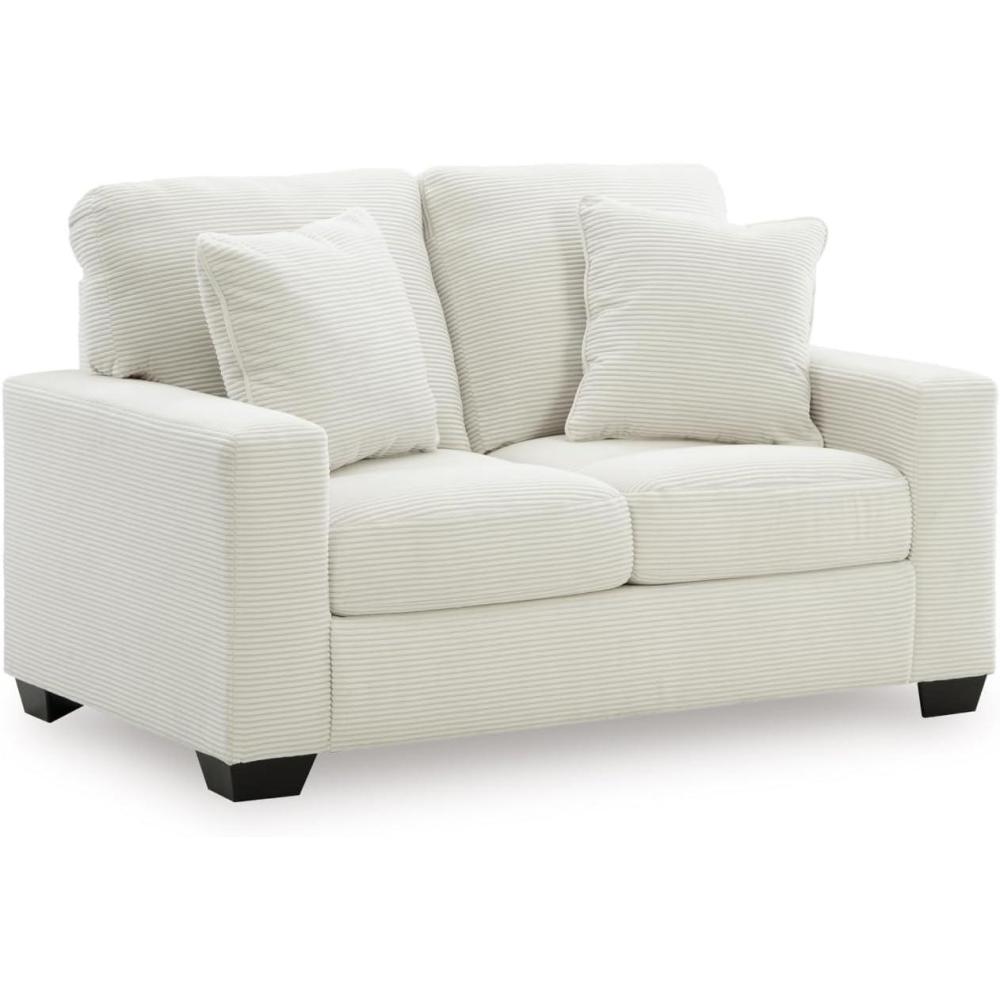 imageSignature Design by Ashley Ammon Casual Anti Sag Loveseat with Loose Seat Cushion and 2 Accent Pillows WhiteWhite