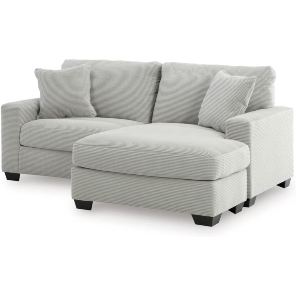imageSignature Design by Ashley Ammon Casual Anti Sag Sofa Chaise with Loose Seat Cushion and 2 Accent Pillows WhiteLight Gray