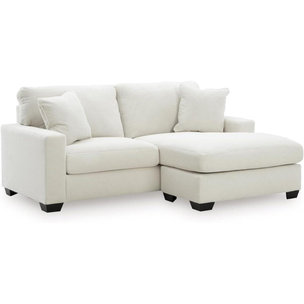 imageSignature Design by Ashley Ammon Casual Anti Sag Sofa Chaise with Loose Seat Cushion and 2 Accent Pillows WhiteWhite