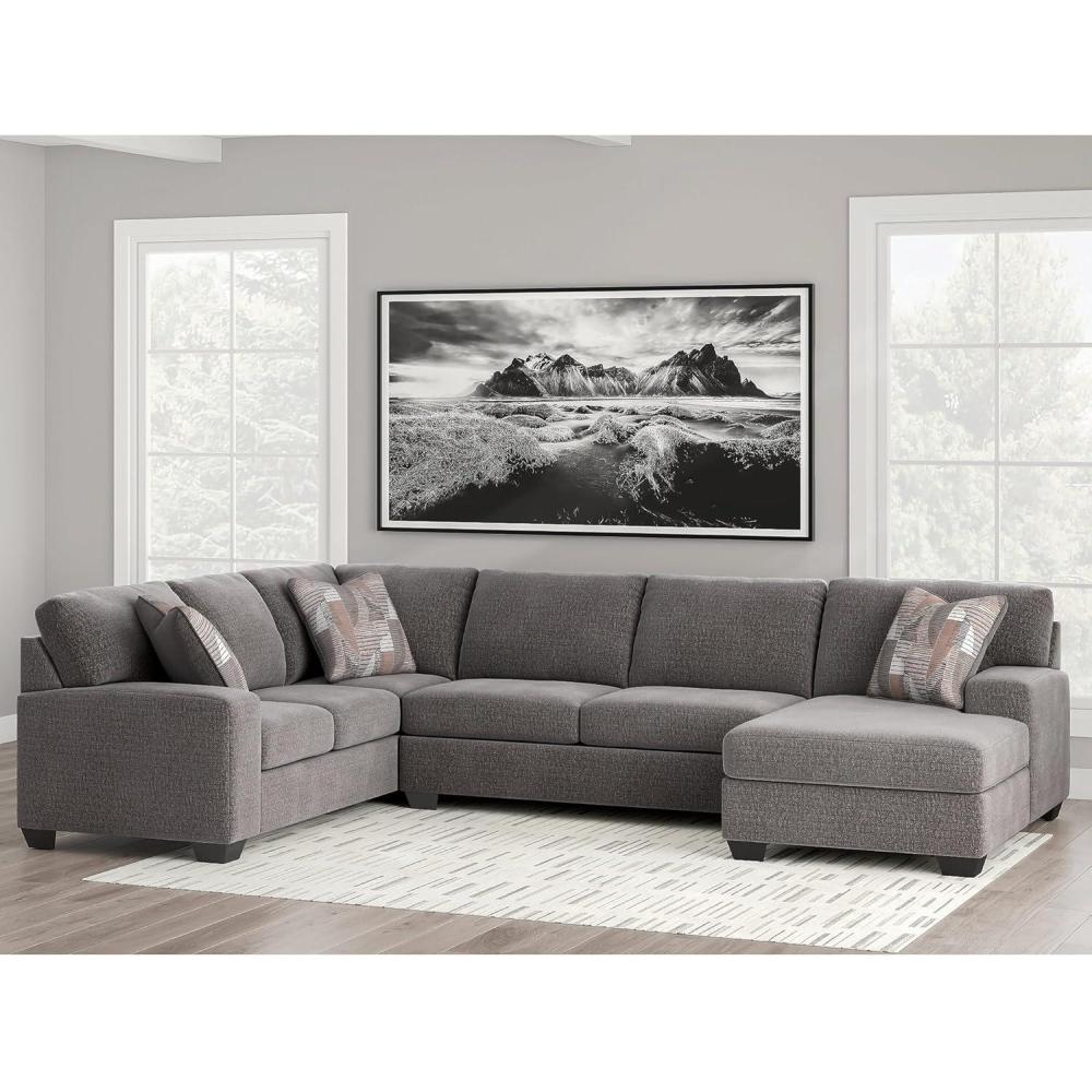 imageSignature Design by Ashley Casual Seyler Lane UShape RightArm Facing 3Piece Sectional with Chaise and Removable Cushion Gray3 Piece Sectional with Chaise