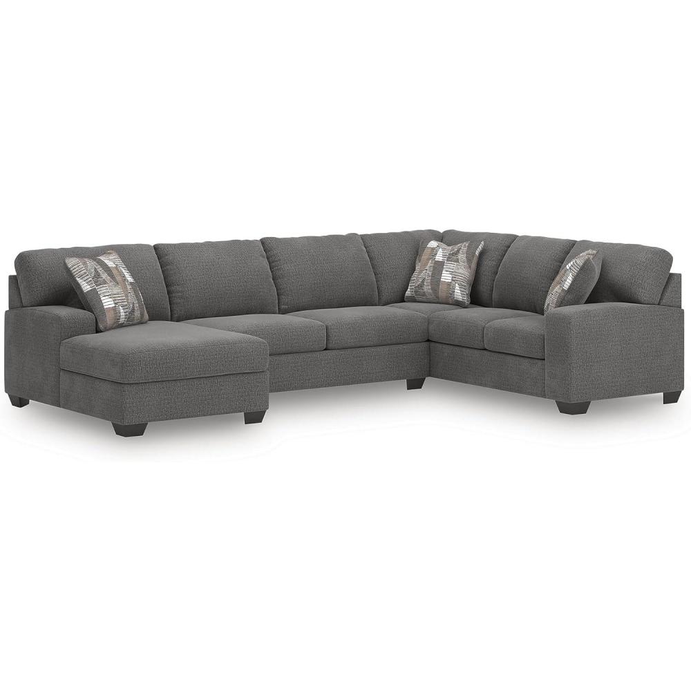 imageSignature Design by Ashley Casual Seyler Lane UShape RightArm Facing 3Piece Sectional with Chaise and Removable Cushion Gray3Piece Sleeper Sectional with Chaise