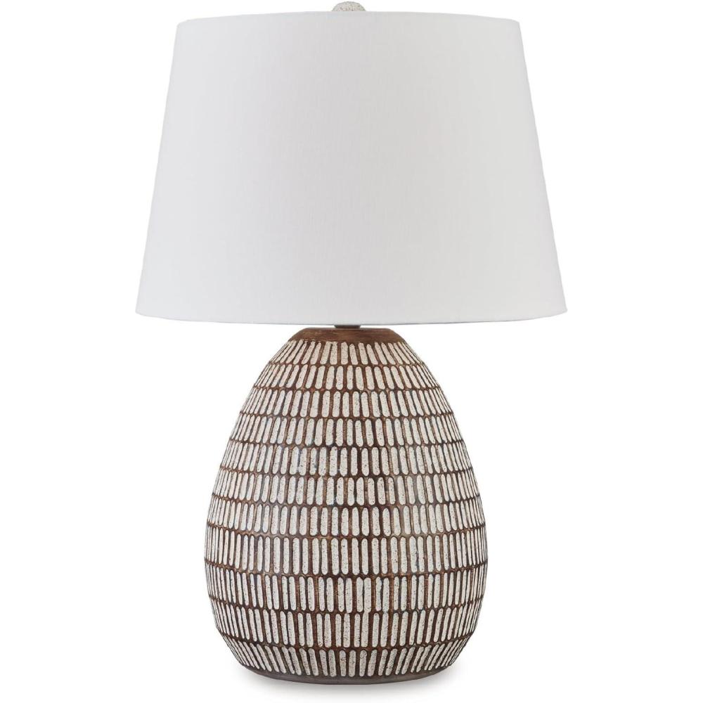 imageSignature Design by Ashley Darrich Contemporary Metal Table Lamp with 3Way Switch Dark Brown ampamp White
