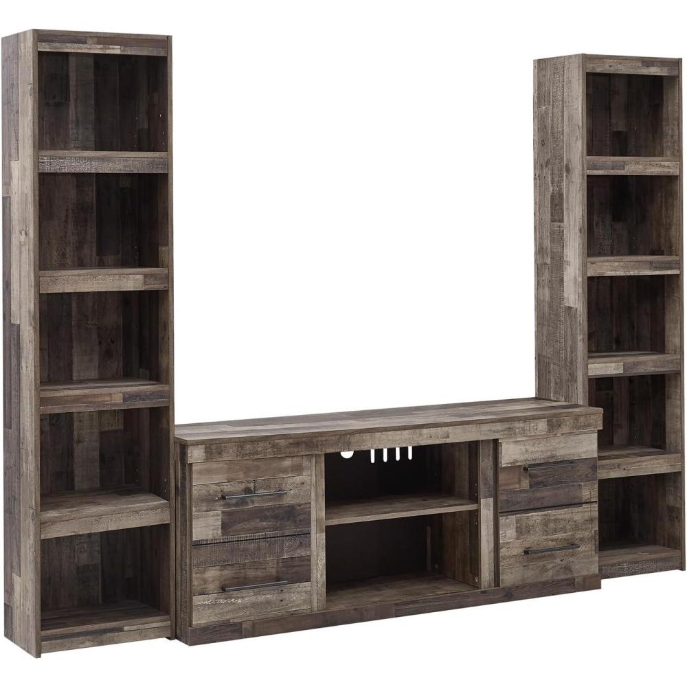 imageSignature Design by Ashley Derekson Farmhouse 60quot TV Stand with Electric Fireplace for TVs up to 69quot GrayMulti Gray