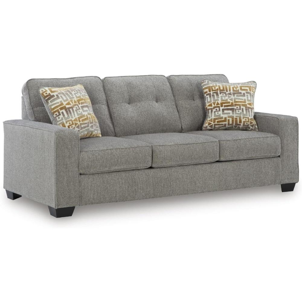 imageSignature Design by Ashley Fanciful Classic Sofa with Tufted Cushion and Removable Cushion Light Gray