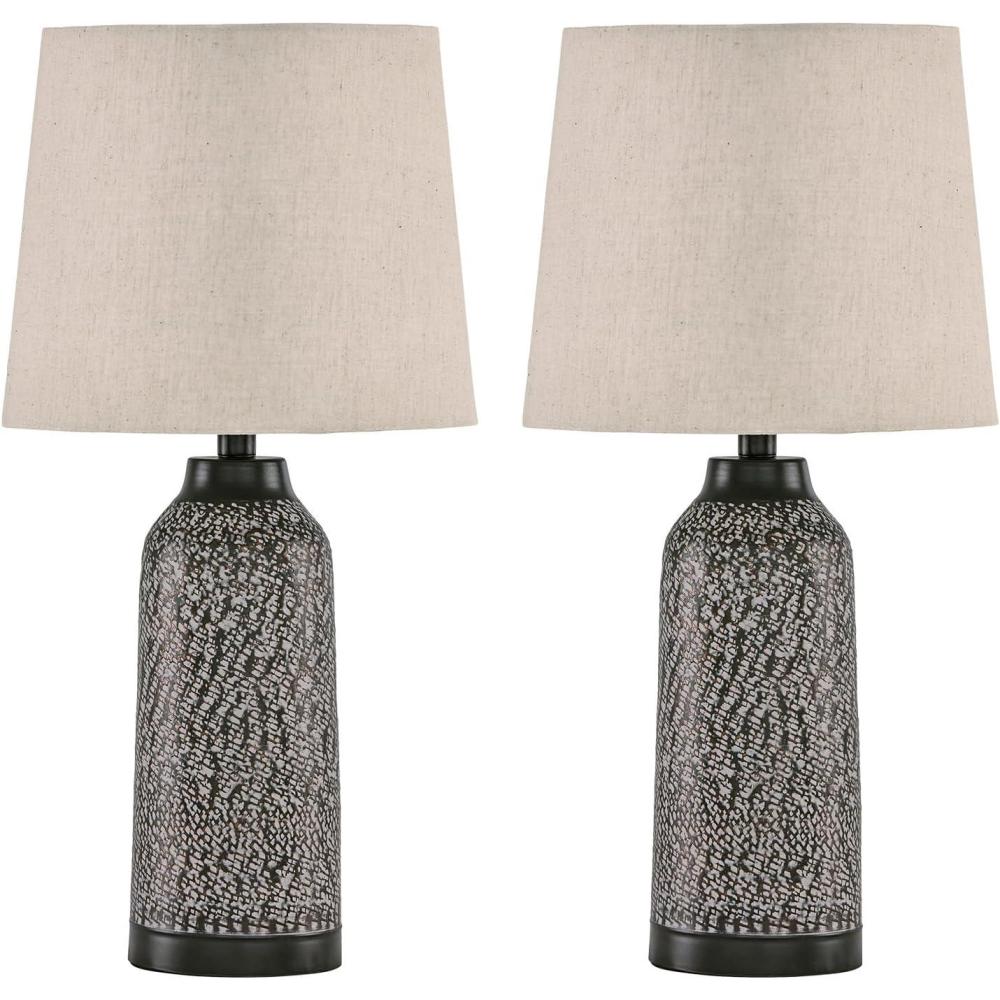 imageSignature Design by Ashley Lanson Casual Table Lamp Set 2 Count Antique Bronze Finish