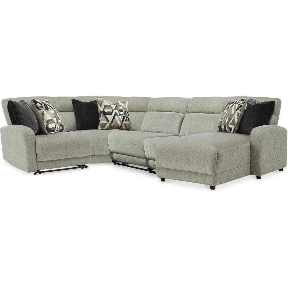 imageSignature Design by Ashley Modern Colleyville UShape LeftArm Facing 5Piece Power Reclining Sectional with USB Charging Ports and Armrest Light GrayLeft Arm Facing