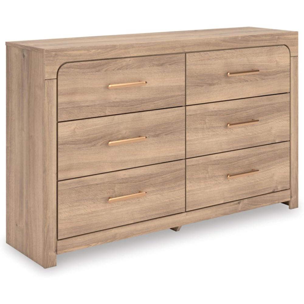 imageSignature Design by Ashley Prandefort Modern 2Drawer Bedroom Storage Bench Light Brown ampamp Dark BrownDresser