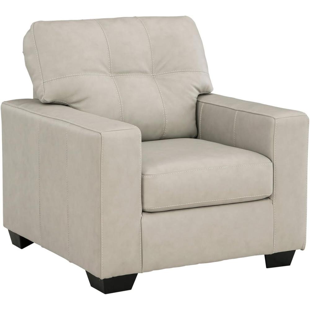 imageSignature Design by Ashley Santorine Contemporary Upholstered Leather Match Chair with Arm Rest and Cushion Beige