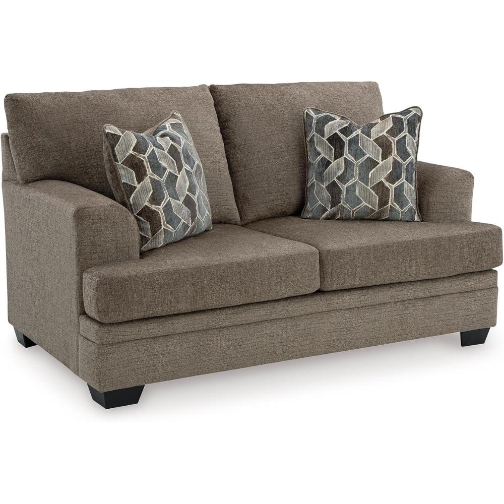 imageSignature Design by Ashley Stonemeade Casual Loveseat with 2 Toss Pillows Light BrownDark Brown