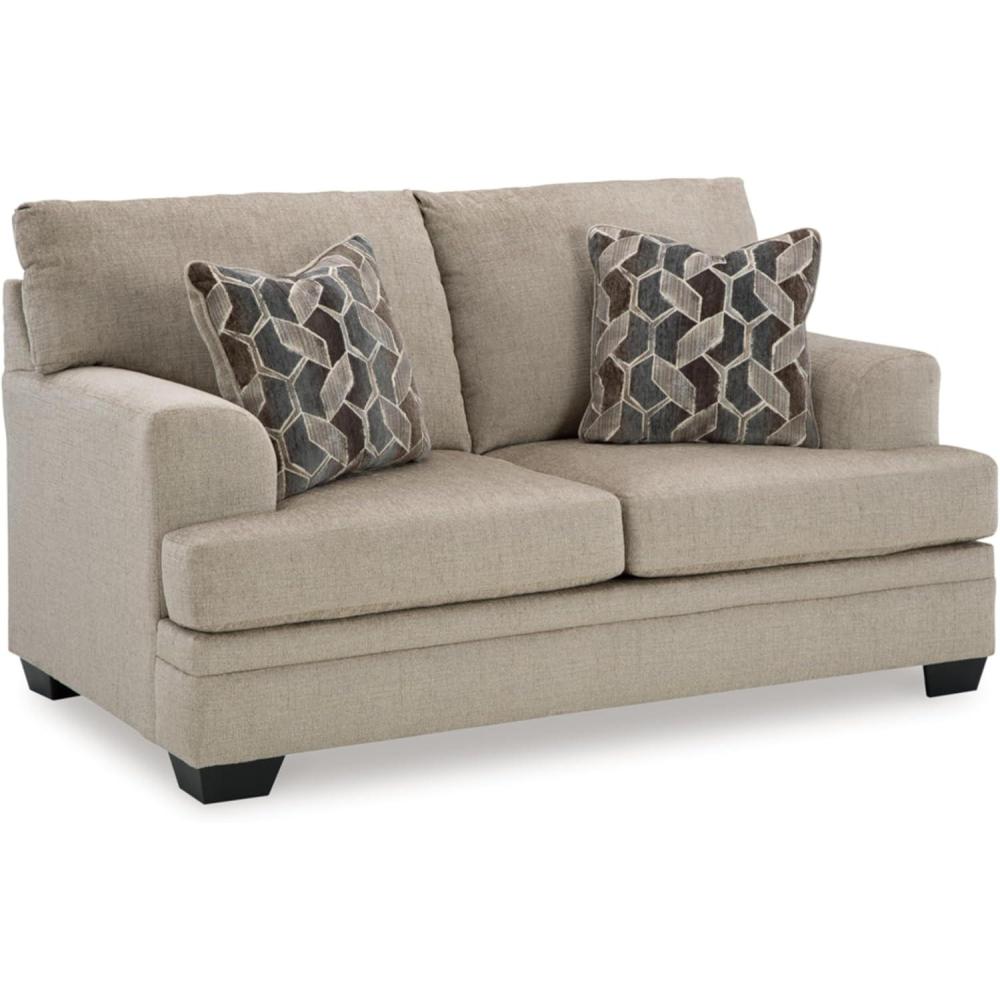 imageSignature Design by Ashley Stonemeade Casual Loveseat with 2 Toss Pillows Light BrownLight Brown
