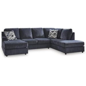 Signature Design by Ashley Albar Place Contemporary U-Shaped 2-Piece Sectional with Loose Seat Cushions and 2 Accent Pillows, Blue(Cobalt)