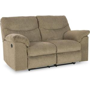 Signature Design by Ashley Alphons Transitional Tufted Reclining Loveseat, Light Gray(Light Brown)